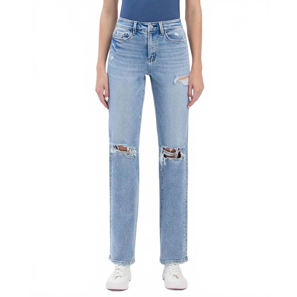 NEW LOVERVET high rise distressed straight jeans in blue